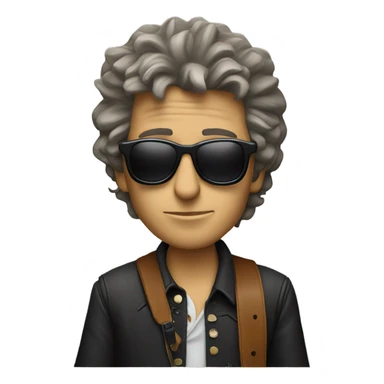 bob dylan with sunglases and guitar sticker