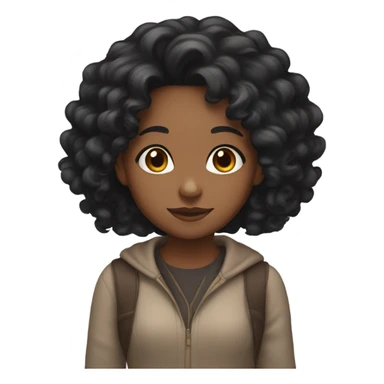 girl with long black curly hair and brown skin  sticker