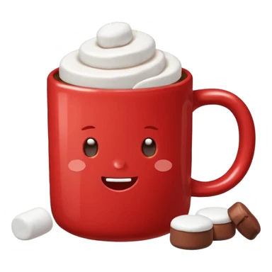 red mug of hot chocolate with marshmallows sticker