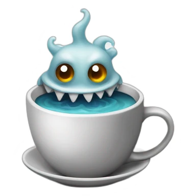 black and white water monster with a coffee sticker
