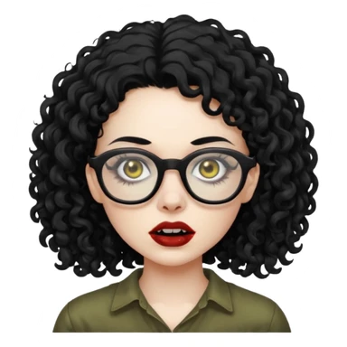 Faz uma zombie feminina de cabelo preto cacheado bonito e óculos de grau preto  sticker