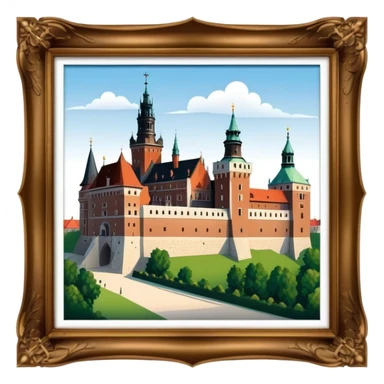 Cinematic Realistic Wawel Castle Landmark Emoji, depicted with the historic royal castle rendered with intricate detail and dramatic, majestic lighting. sticker