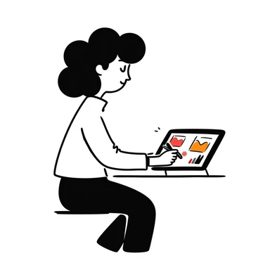 graphic designer with a graphics tablet sticker