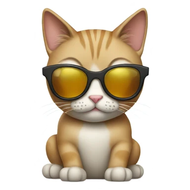 Cat with sunglasses showing a peace sign sticker