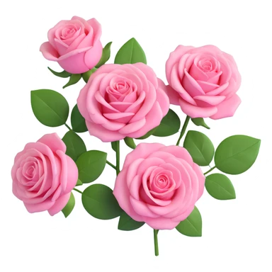 three pink roses with green foliage, high gloss, soft shadows, realistic and vibrant, minimalistic circular background sticker