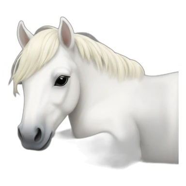 white pony sleeping lying on the ground sticker