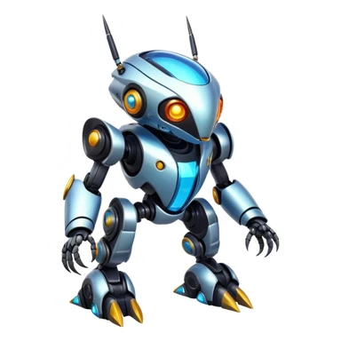 Shiny Epic Edgy Cool Colorful Vibrant Modern Futuristic Robot-Vernid-Protogen-creature-animal, full body  sticker