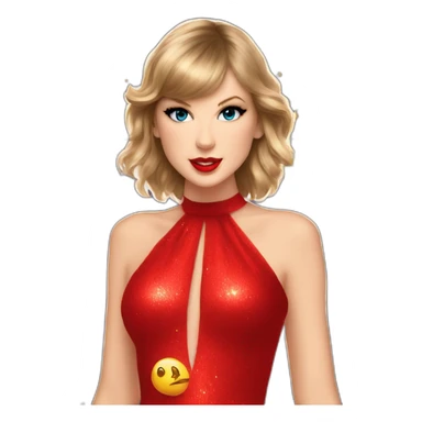 Taylor swift in red dress around sparkles sticker