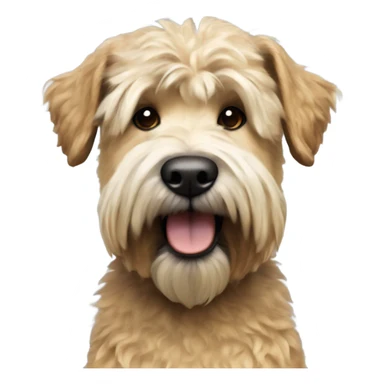 Hyper realistic soft coated Wheaton terrier with darker ears and short hair on it head sticker