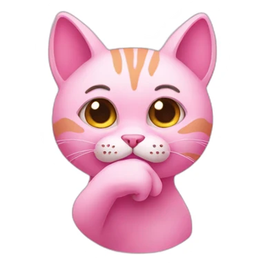 pink cat shushing shh sticker