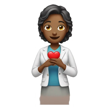 A female teacher holds a heart in her hands sticker