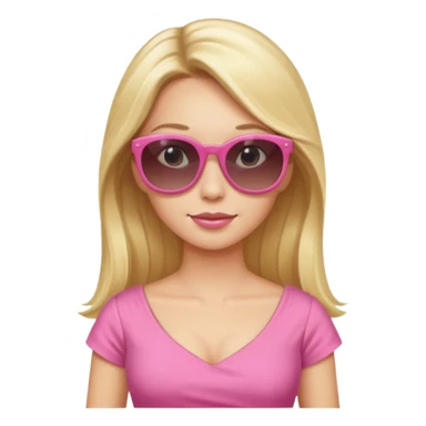 dior women with long blonde hair wear sun glasses, pink dress sticker