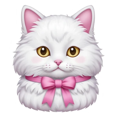 white cat with pink ribbon sticker