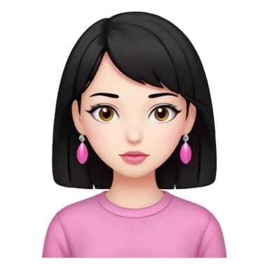 black hair pink clothes coquette vibes sticker