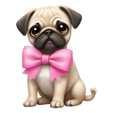 cute pug with pink bow sticker
