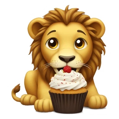 lion eats cupcake sticker