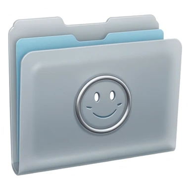 A **minimal emoji-style icon** of a frosted light-gray plastic folder, rectangular with **rounded corner*, **elastic string closure with a circular button** at the center, slightly translucent surface, clean flat front, subtle soft shading, and a **simple tax/forms symbol** 
 sticker