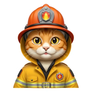 Fireman Cat, yellow cloth sticker