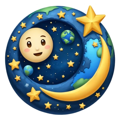 earth and the moon add stars sticker