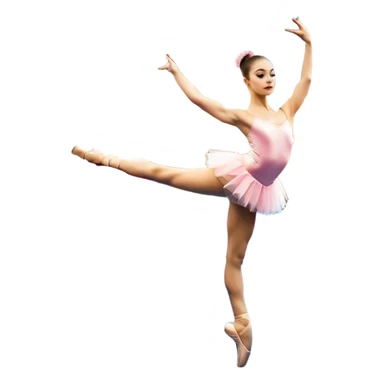 Una chica con vestuario de bailarina con las piernas flexionadas, el dedo índice en la boca, el tren superior inclinado hacia la izquierda y con la cadera proyectada hacia la izquierda sticker