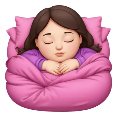 chubby brunette girl sleep in pink covers sticker