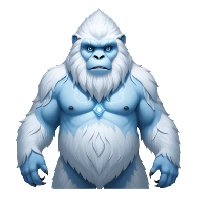 Cinematic Noble Yeti Portrait Emoji, Grand and enigmatic, with a towering, snow-dusted figure in pristine whites and cool blues, exuding ancient, mystical wisdom and stoic majesty, simplified yet exquisitely detailed with frosty textures, glowing with a gentle, icy outline that captures the awe-inspiring presence of a guardian of the frozen wilds! sticker
