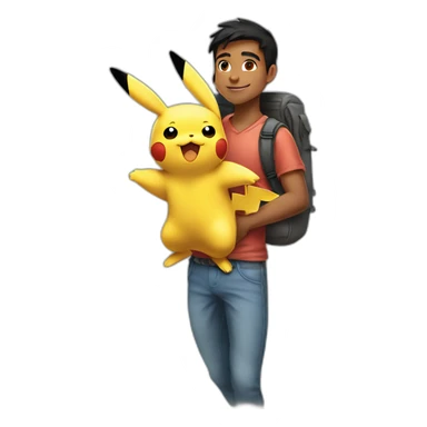 indian teen carrying pikachu on shoulder sticker