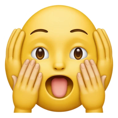 Yellow emoji head with hand around throat, no mouth open, Xs over eyes sticker