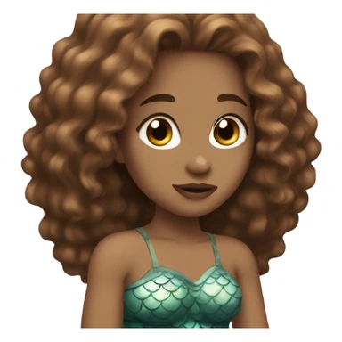 Aesthetic mermaid with brown hair, no dark skin, brown eyes sticker