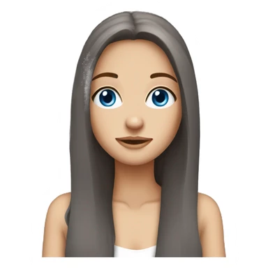 Brunette girl pretty blue eyes long hair sticker