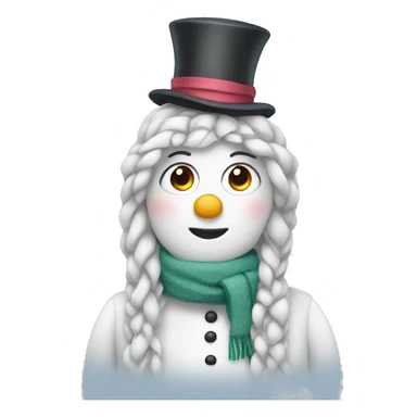 lady snowman with long hair sticker