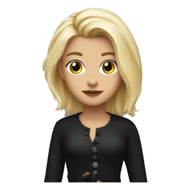 Blondie with brown eyes in black outfit with crow on the shoulder sticker