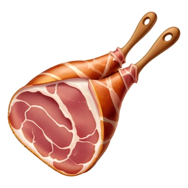 jamón-serrano-cinematic-realistic-jamón-serrano-dish-emoji,-depicted-as-a-prominent-leg-of-cured-ham-with-visible-marbling,-rendered-with-rich-textures-and-dynamic,-appetizing-lighting. sticker