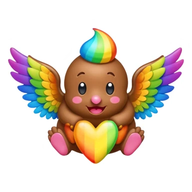 rainbow poop with wings sticker