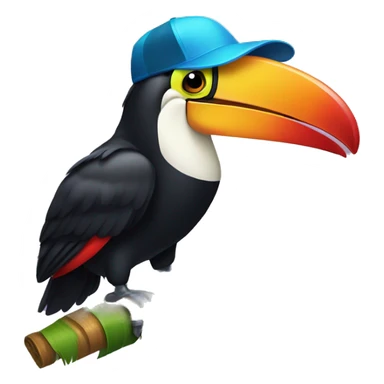 toucan wearing a trucker hat sticker