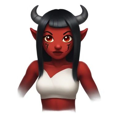 demon oni girl with red skin and black hair sticker