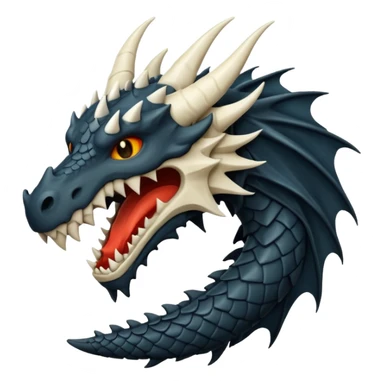 iOS style emoji, minimal dragon fang, dark fantasy object sticker