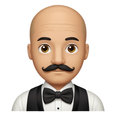 Bald guy with thick black mustache & bow tie sticker