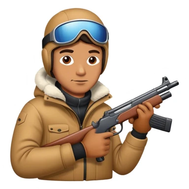 A man wearing a ski Mack wit a gun sticker