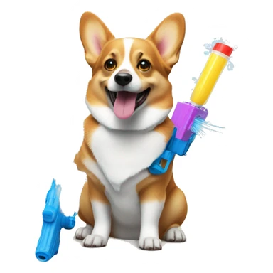 a corgi with a water gun  sticker
