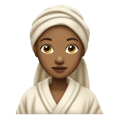 Girl with light skin in robe with hair wrapped in towel sticker