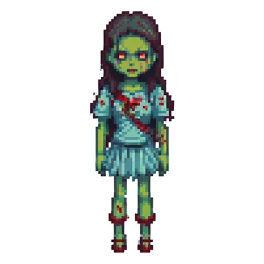zombie girl with dark hair sticker