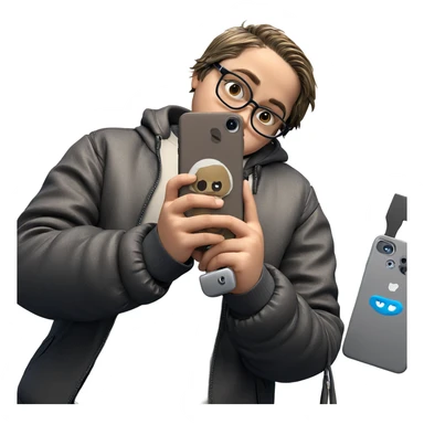 boy holding jacket and phone sticker