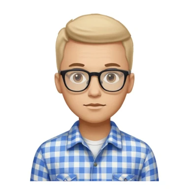 A confident young man in a checkered shirt and glasses poses indoors with a sharp, stylish look.


 sticker