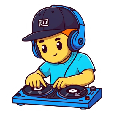 Russian rave artist DJ with cool cap performing electronic music sticker