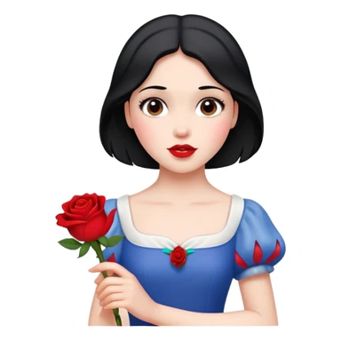 Snow White princess holding a red rose sticker