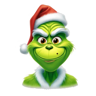 The grinch wearing a Christmas hat smiling sticker