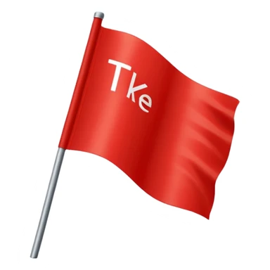 Red flag with white writing that says TKE sticker