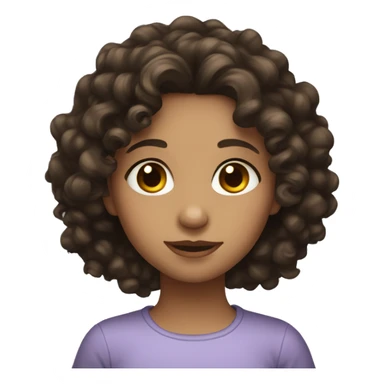 Girl with dark brown curly hair and hazel eyes sticker