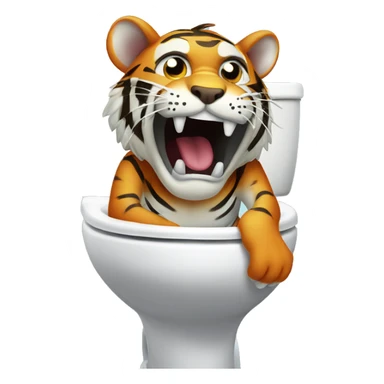 Tiger head coming out of a toilet sticker